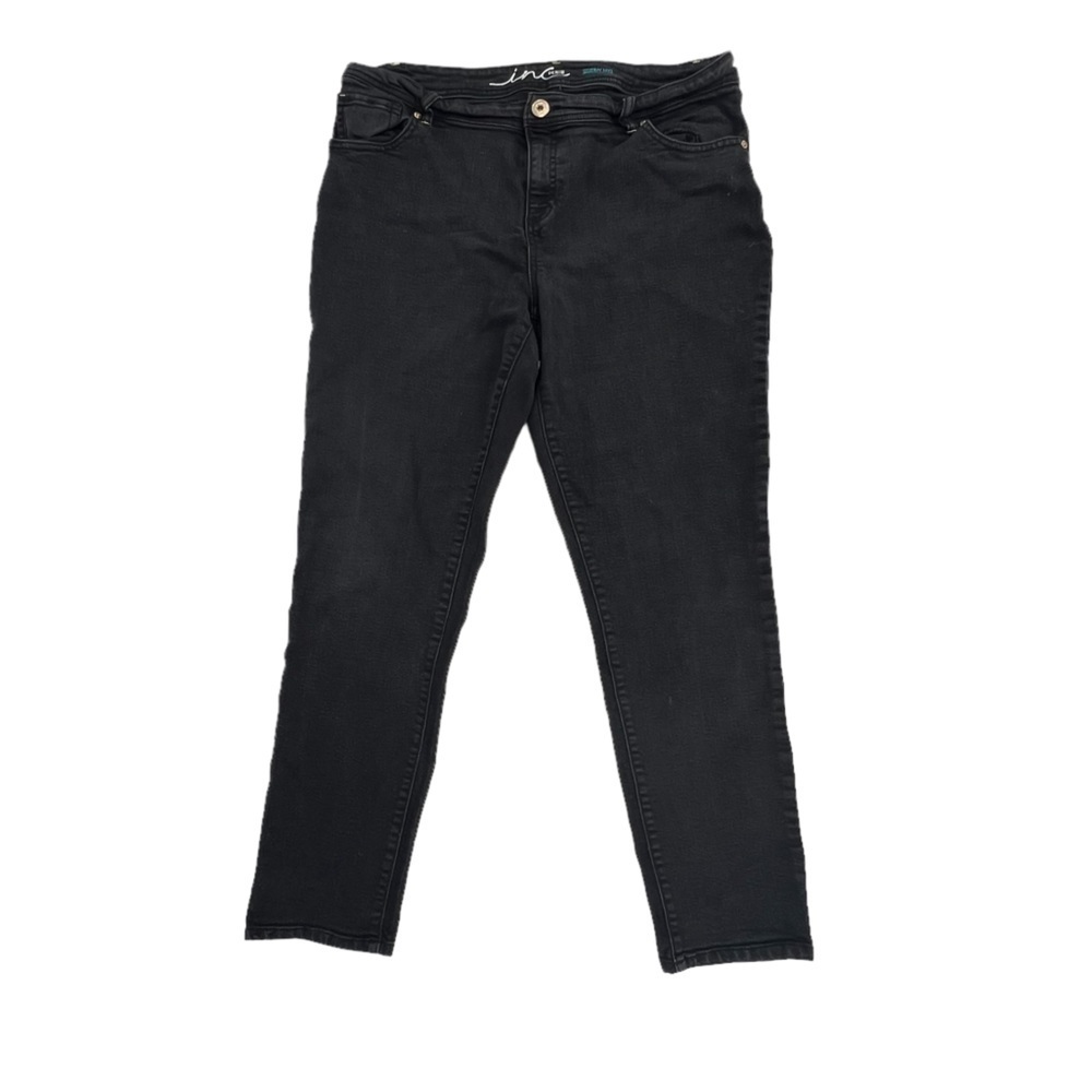 INC International Concepts Black Skinny Regular Fit Jeans Size 16 Short Women's